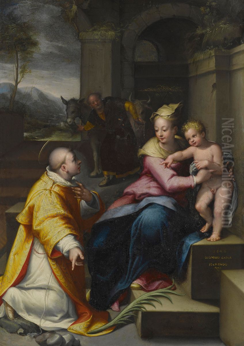 The Holy Family With Saint Stephen Oil Painting by Denys Calvaert