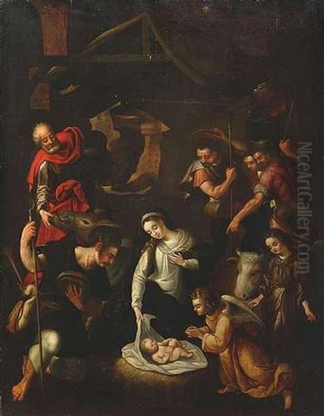 Die Anbetung Der Hirten Oil Painting by Denys Calvaert