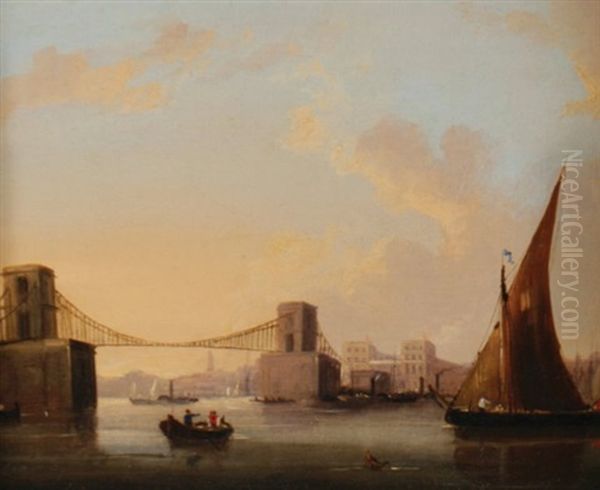 Hungerford Bridge Oil Painting by Frederick Calvert