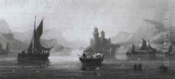 Shipping On A Lake Oil Painting by Frederick Calvert