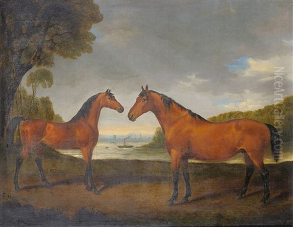 Horses Match And Premium At Stillingfleet Oil Painting by Henry Calvert