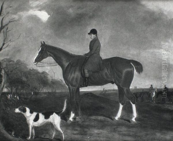 Huntsman On Chestnut Hunter, Hunters Beyond Oil Painting by Henry Calvert