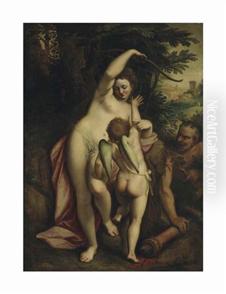 Venus Disarming Cupid Oil Painting by Luca Cambiaso