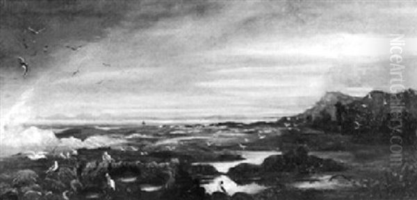 Strandlandschaft Bei Sonnenuntergang Oil Painting by David Young Cameron