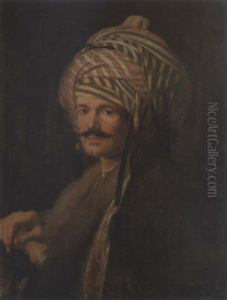 Portrait D'homme Au Turban Oil Painting by Alexandre-Francois Caminade