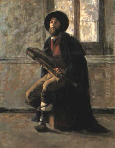 Suonatore Di Cornamusa Oil Painting by Michele Cammarano