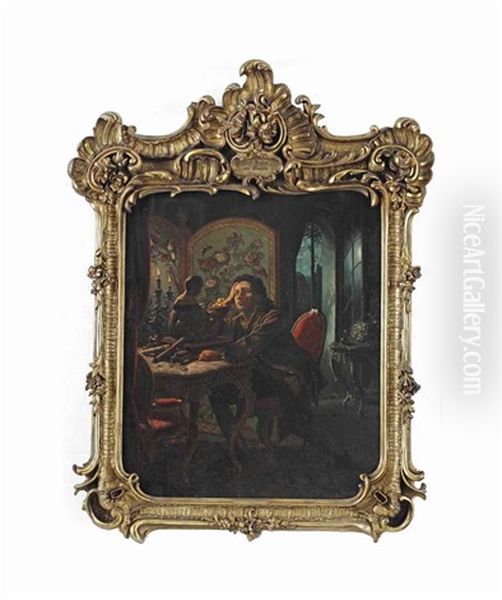 Portrait Of The Actor Ernst Von Possart As Narcissus Oil Painting by Wilhelm Camphausen