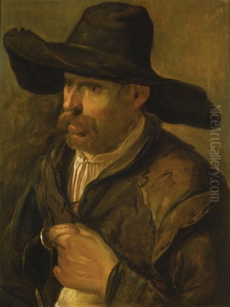 A Peasant Holding A Duck Oil Painting by Govert Dircksz. Camphuysen