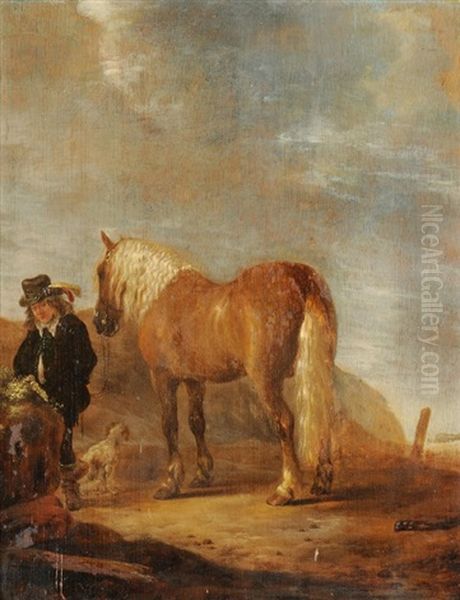 Edelmann Mit Pferd In Einer Landschaft Oil Painting by Govert Dircksz. Camphuysen