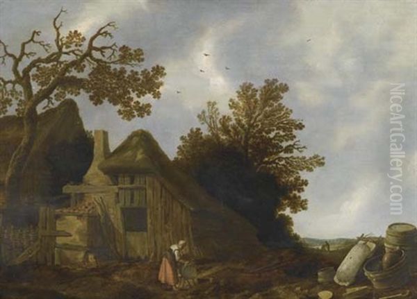 Landschaft Mit Bauerngehoft Oil Painting by Govert Dircksz. Camphuysen