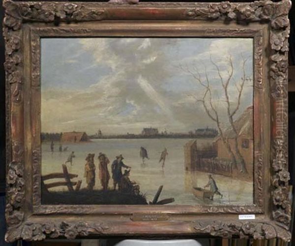 Schlittschuhlaufer Oil Painting by Govert Dircksz. Camphuysen