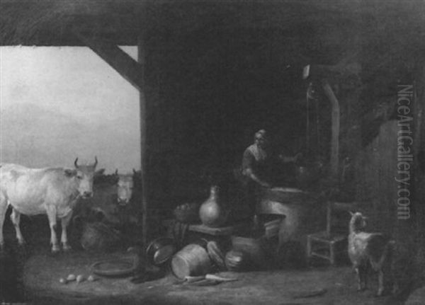 Fermiere Au Puits Dans Une Etable Oil Painting by Govert Dircksz. Camphuysen
