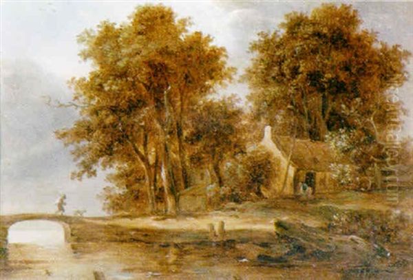 Chaumiere Pres De La Riviere Oil Painting by Govert Dircksz. Camphuysen