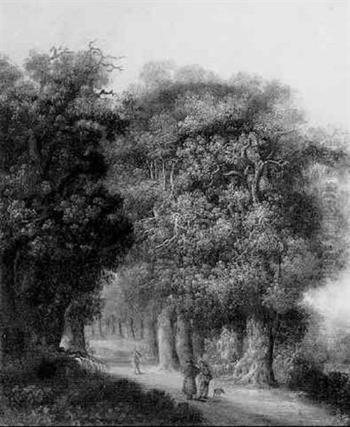 Peasants On A Path In A Forest Oil Painting by Govert Dircksz. Camphuysen