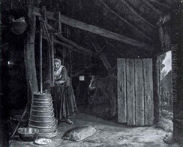 La Fermiere Dans L'etable Oil Painting by Govert Dircksz. Camphuysen