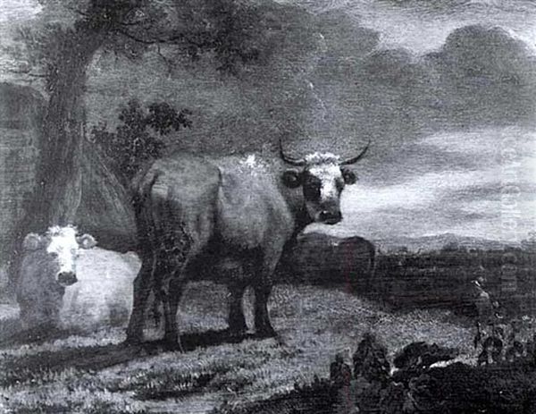 Kuhe Vor Bauernkate Oil Painting by Govert Dircksz. Camphuysen