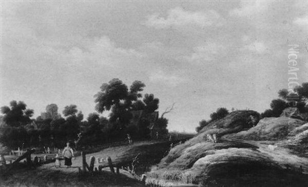 Dunenlandschaft Mit Wanderern Oil Painting by Joachim Govertsz. Camphuysen