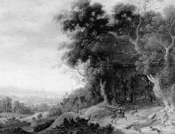 Scene De Chasse En Foret Oil Painting by Joachim Govertsz. Camphuysen