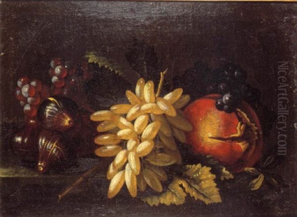 Nature Morte De Figues Et De Raisins Su Un Entablement Oil Painting by Michelangelo di Campidoglio