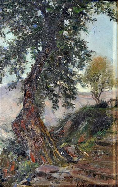 Studio Di Paesaggio Oil Painting by Alceste Campriani