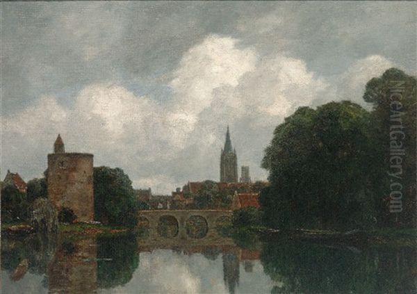 Ansicht Von Brugge Oil Painting by Gilbert Von Canal