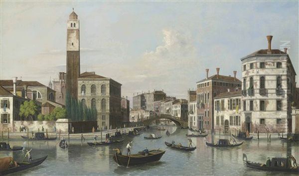 The Grand Canal, Venice, With San Geremia, Palazzo Labia, And The Entrance To The Cannareggio Oil Painting by (Giovanni Antonio Canal) Canaletto