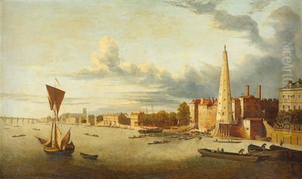 A View Of Westminster Bridge With Westminster Abbey Beyond; And A View Of The York Water Tower And Water Gate With Westminster Bridge And Westminster Abbey Beyond The Former Oil Painting by (Giovanni Antonio Canal) Canaletto