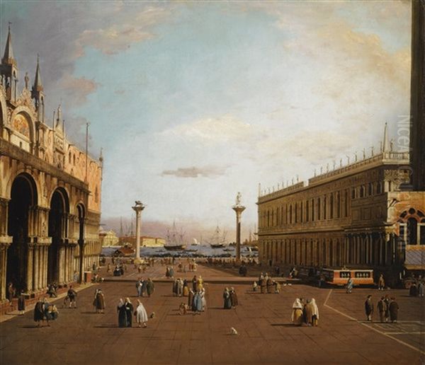 Venice, A View Of The Piazzetta Looking South Toward The Bacino Di San Marco Oil Painting by (Giovanni Antonio Canal) Canaletto