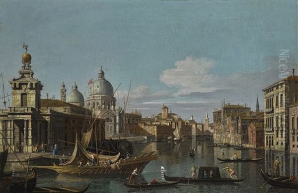 Venice, A View Of The Grand Canal Looking West Towards The Church Of The Santa Maria Della Salute Oil Painting by (Giovanni Antonio Canal) Canaletto