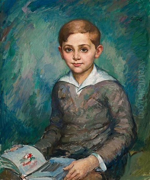 Retrato De Un Nino Oil Painting by Ricardo Canals y Llambi