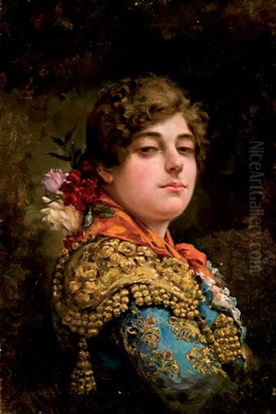 Manola Oil Painting by Jose Canaveral Y Perez