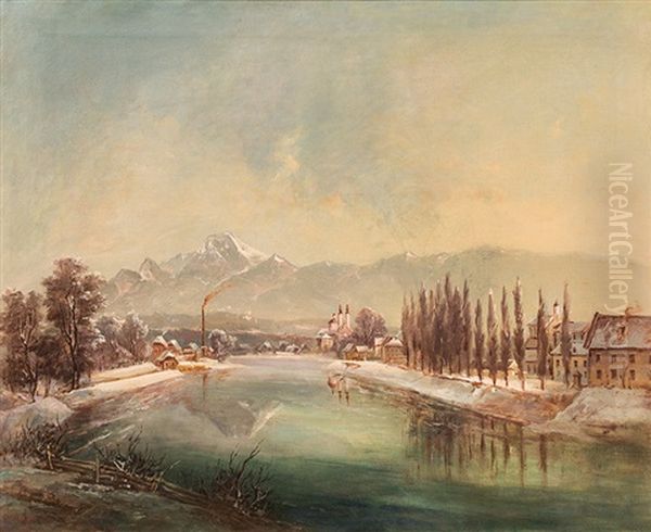 View Of Villach With The Mittagskogel In The Background Oil Painting by Jakob Canciani
