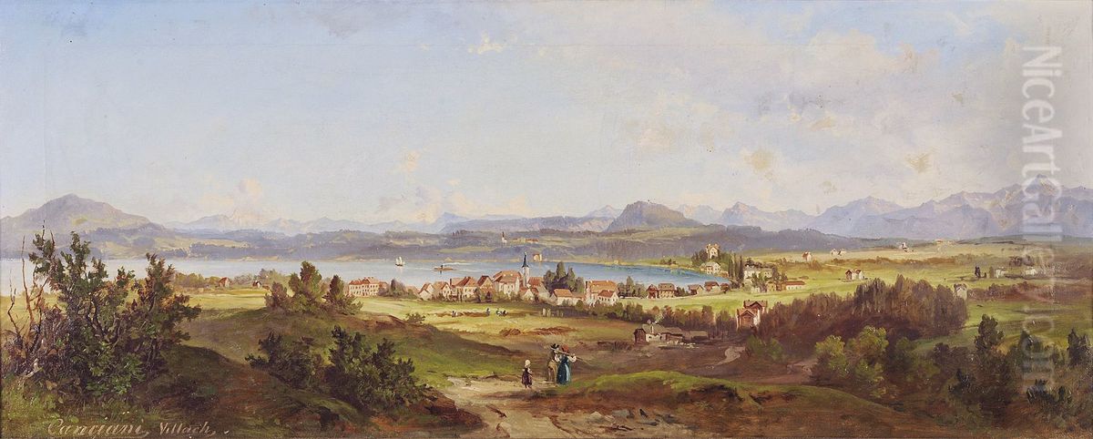 Wortherseelandschaft Mit Velden Oil Painting by Jakob Canciani