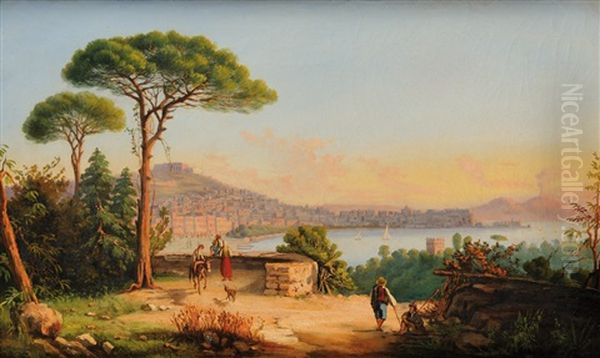 Le Belvedere Au-dessus De La Baie De Naples Oil Painting by Salvatore Candido