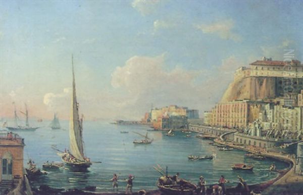 A View Of The Castell Dell'ovo, Naples Oil Painting by Salvatore Candido