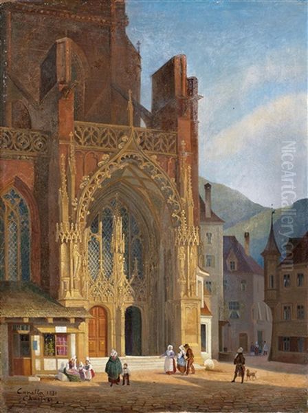Chartres Cathedral Oil Painting by Giuseppe Canella