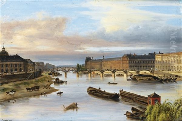 Vue Du Louvre, Paris Oil Painting by Giuseppe Canella