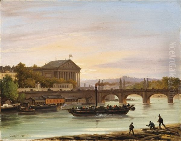 Le Palais Bourbon, Paris Oil Painting by Giuseppe Canella