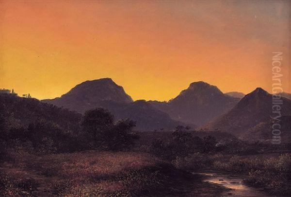 Paesaggio Montuoso Allo Spuntar Dell'aurora Oil Painting by Giuseppe Canella