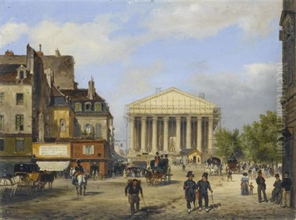 Pariser Stadtansicht Mit Blick Auf Die Madeleine Oil Painting by Giuseppe Canella