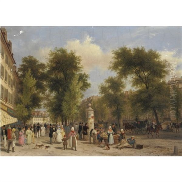 Grands Boulevards, Paris Oil Painting by Giuseppe Canella