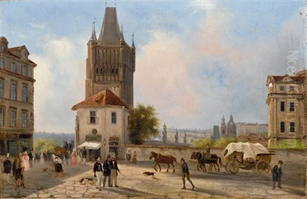 Veduta Di Praga Oil Painting by Giuseppe Canella