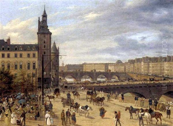 Le Palais De Justice, Ile De La Cite, Paris Oil Painting by Giuseppe Canella