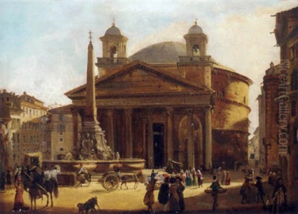 The Pantheon, Rome Oil Painting by Giuseppe Canella