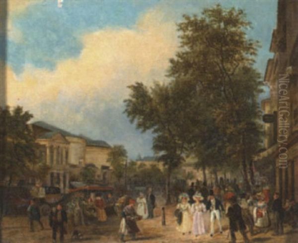 Belebte Strasse Oil Painting by Giuseppe Canella