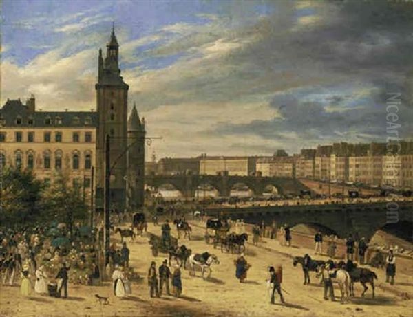 Le Palais Du Justice, Ile De La Cite Oil Painting by Giuseppe Canella