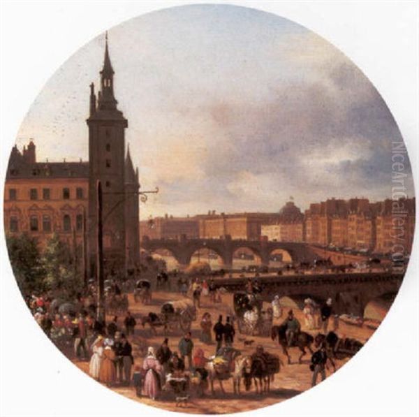 View Of Paris Oil Painting by Giuseppe Canella