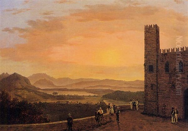 I Laghi Di Pusiano Oil Painting by Giuseppe Canella