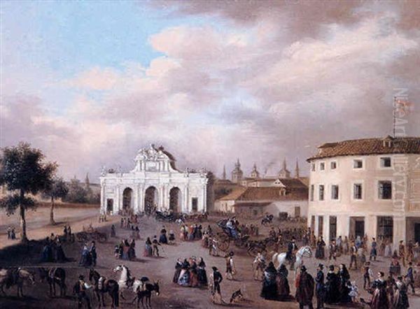 Puerta De Alcala Oil Painting by Giuseppe Canella
