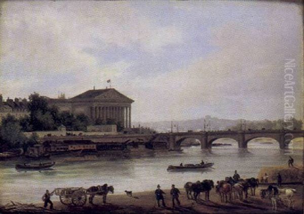 L'assemblee Nationale Vue Des Jardins Des Tuileries Oil Painting by Giuseppe Canella